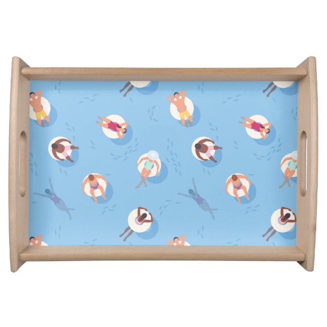 Floating in the Lazy River Pattern Serving Tray (Front)