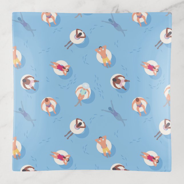 Floating in the Lazy River Pattern Trinket Tray (Front)