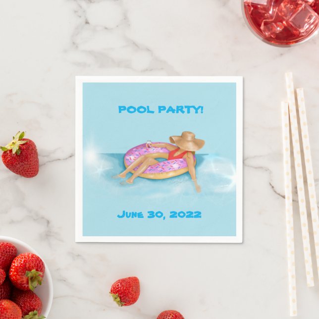 Floating in the Pool in Sprinkle Donut Float Napkins (Insitu)