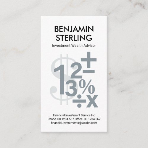 Floating Investment Numbers Symbols Business Card