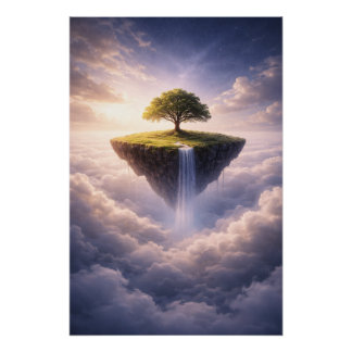 Floating Island of Life – Dreamy Fantasy Nature  Poster
