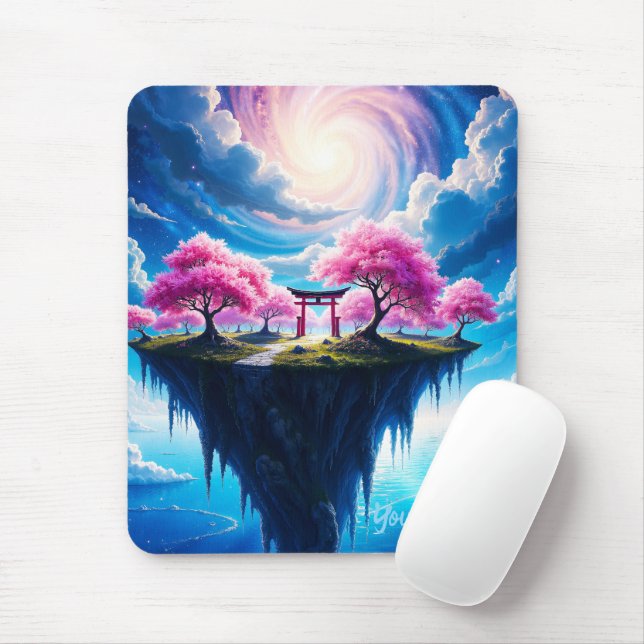 Floating Island Sakura Art Mouse Pad (With Mouse)