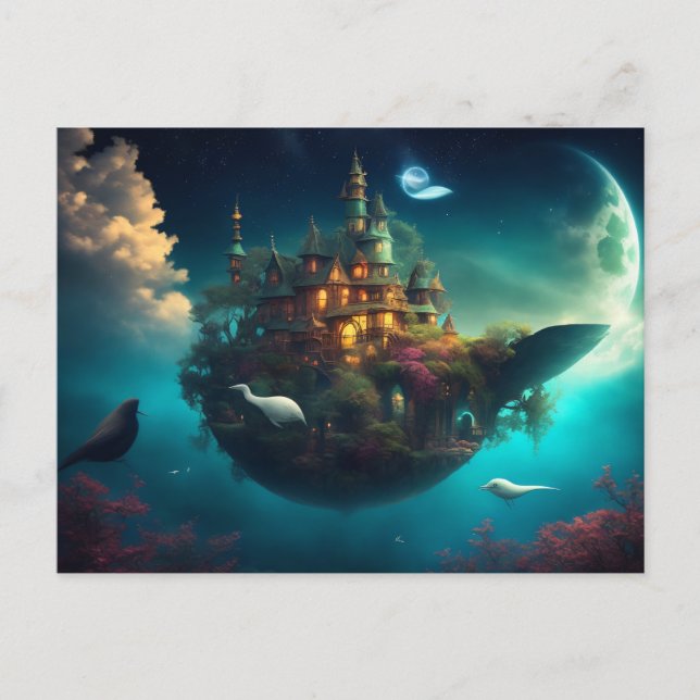 Floating Island Surreal Art Postcard (Front)
