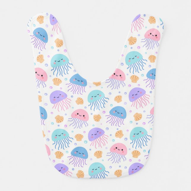 Floating Jellyfish Friends Baby Bib (Front)