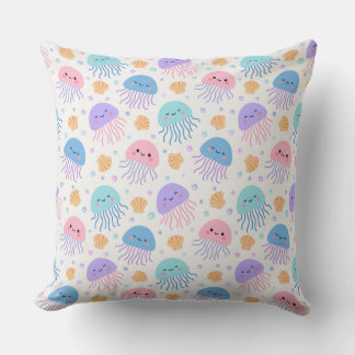 Floating Jellyfish Friends  Throw Pillow