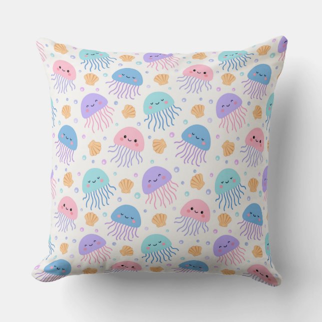 Floating Jellyfish Friends  Throw Pillow (Front)
