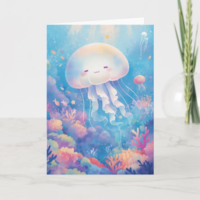Floating Jellyfish in Stardust Seas Card (Front)
