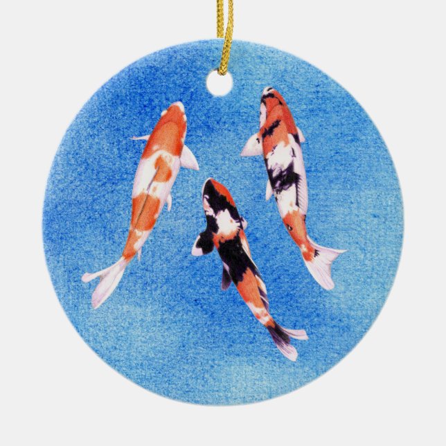Floating Koi blue Ornament (Front)