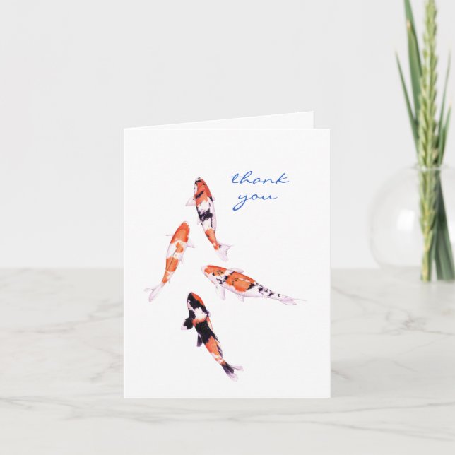 Floating Koi white Thank You Note Card (Front)