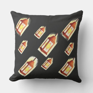 Floating Lantern Glow Pattern Cozy Aesthetic Decor Throw Pillow