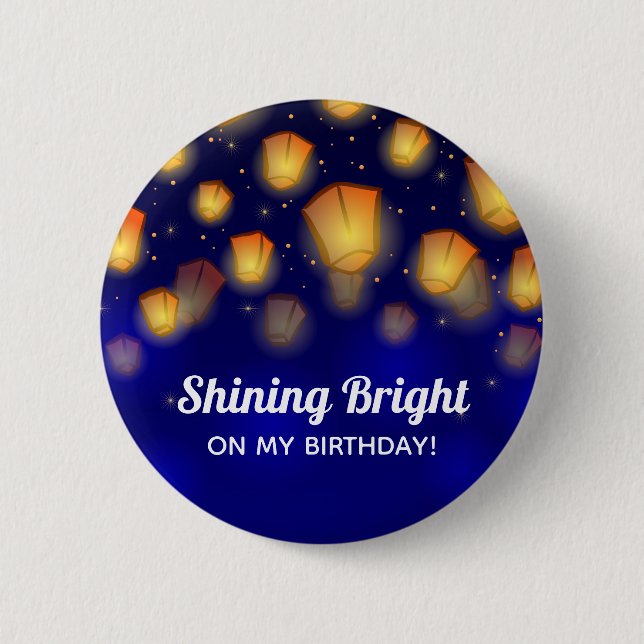 Floating Lanterns Birthday or Special Occasion Button (Front)