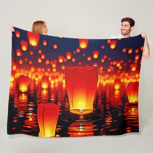 Floating Lanterns of Hope Design Fleece Blanket (In Situ)