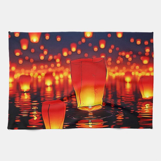 Floating Lanterns of Hope Design Kitchen Towel (Horizontal)