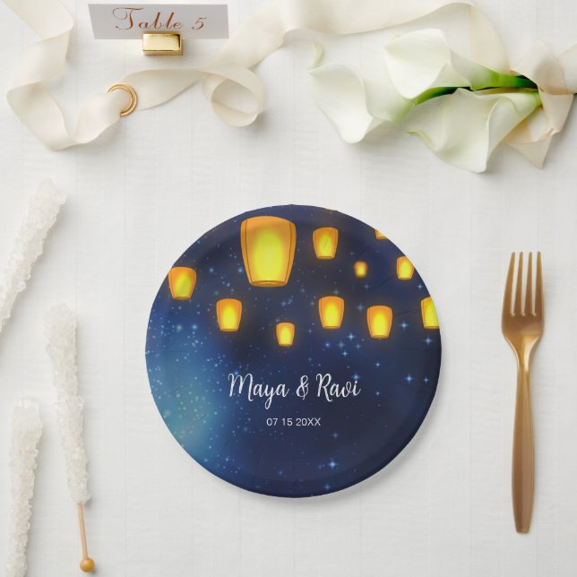 Floating Lanterns Wedding Paper Plates (Wedding)