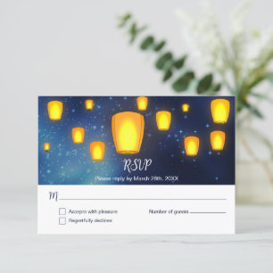 Floating Lanterns Wedding Reply RSVP Invitation