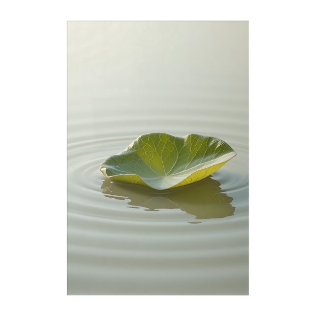 Floating Leaf: Minimalist Nature Reflection Acrylic Print (Front)