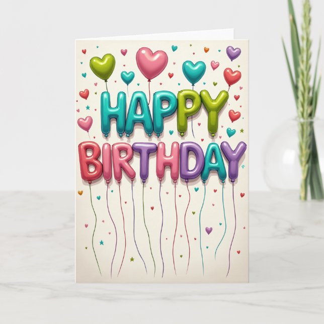 Floating Letter Birthday Card (Front)