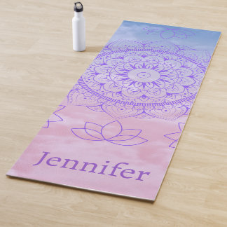 Floating Lotus Watercolor Mandala Pastel Yoga Mat