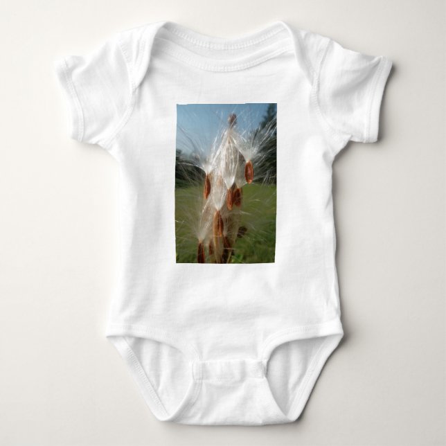 Floating Milkweed Seeds Art Print/Graphic Baby Bodysuit (Front)