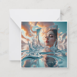 floating mirror panel rises from a calm sea note card