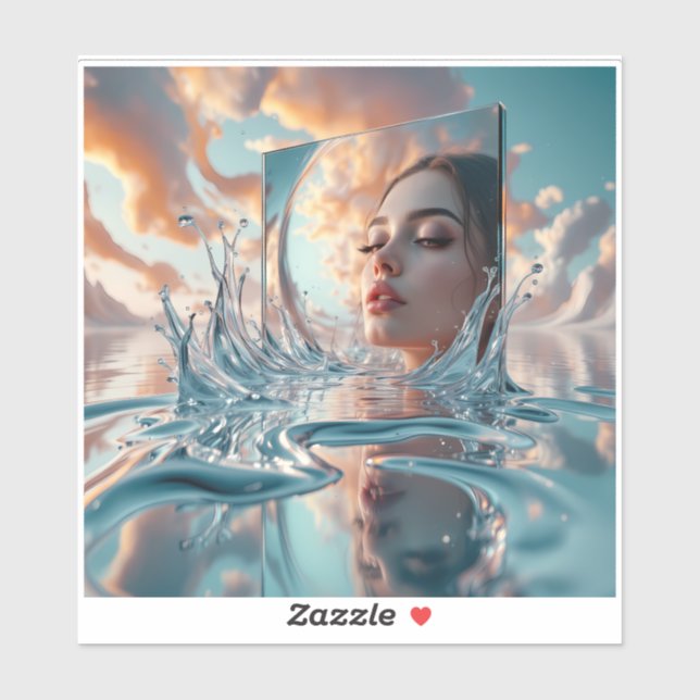 floating mirror panel rises from a calm sea sticker (Sheet)