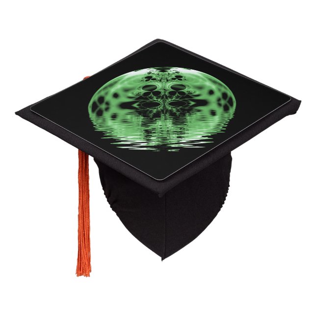 Floating Moon Green and Black Graduation Cap Topper (Angled)