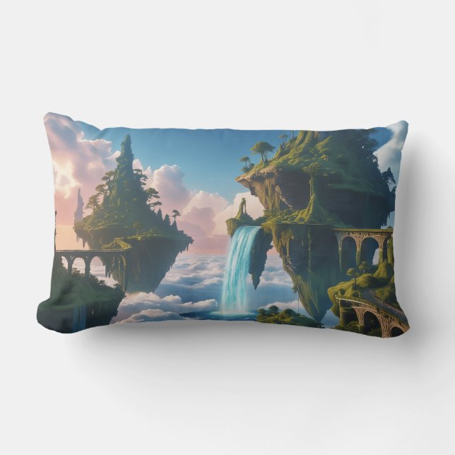 Floating Mountain Landscape Lumbar Pillow (Front)