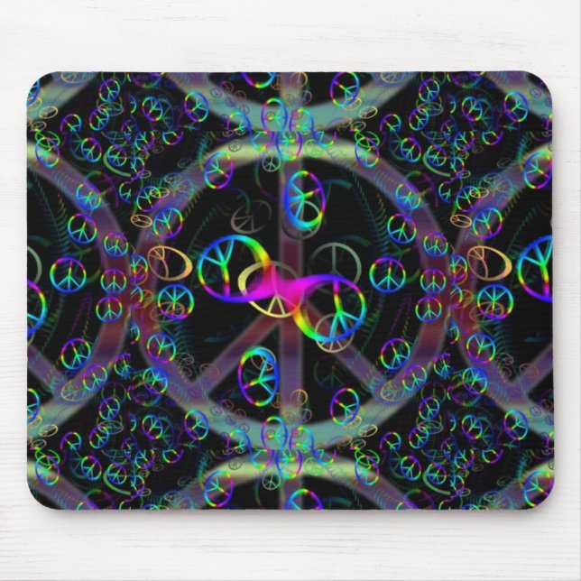 Floating Neon Peace Signs Mouse Pad (Front)