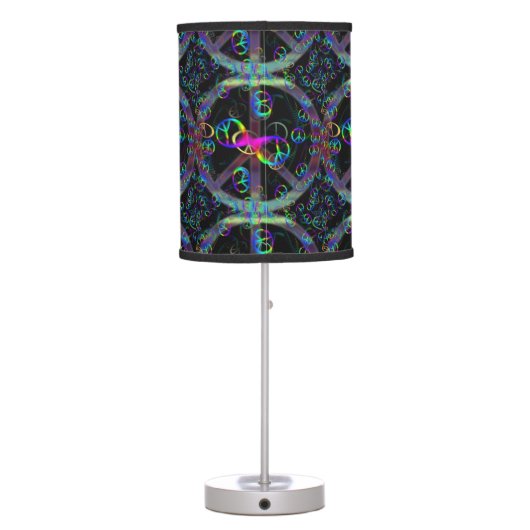 Floating Neon Peace Signs Table Lamp (Back)