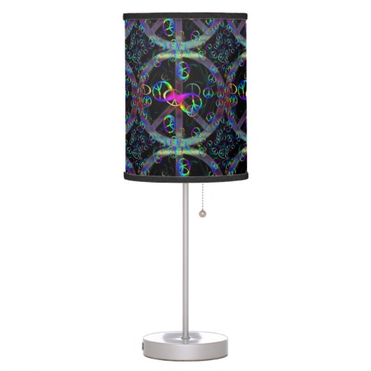 Floating Neon Peace Signs Table Lamp (Left)