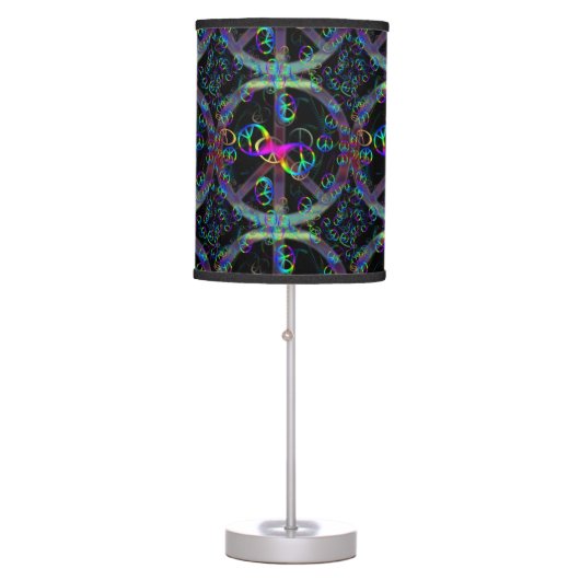 Floating Neon Peace Signs Table Lamp (Front)