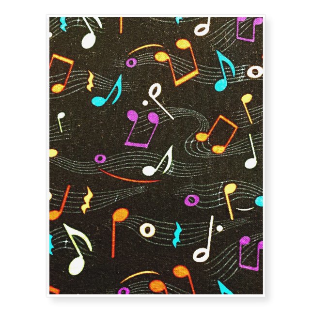 Floating Notes Fabric Print Temporary Tattoos (Front)