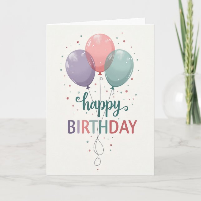 Floating Orbs Birthday Card (Front)