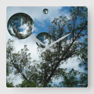 Floating Orbs  Square Wall Clock