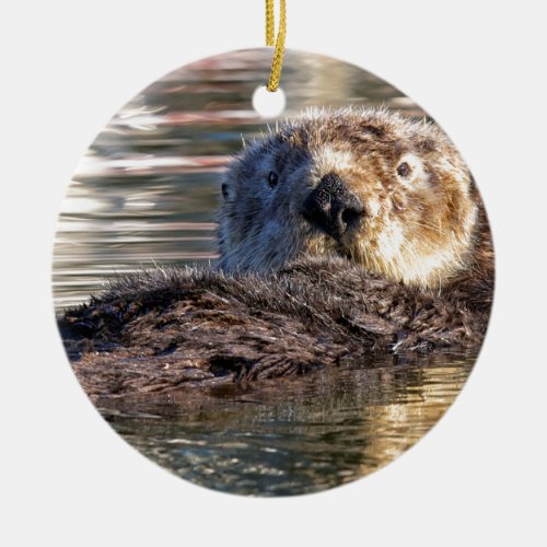 Floating Otter Ceramic Ornament