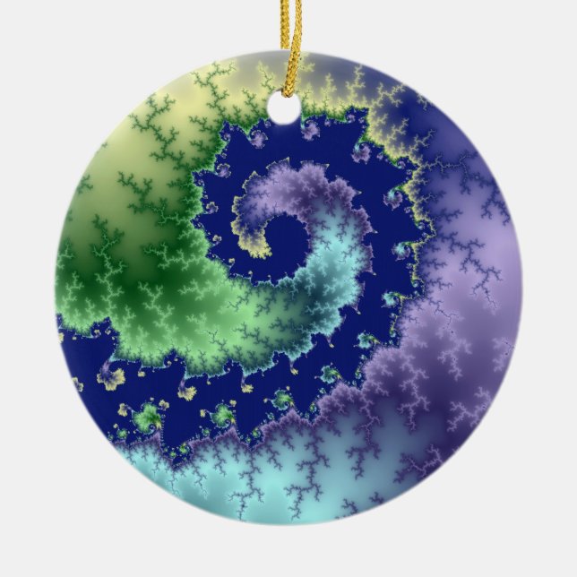 Floating Out Christmas fractal Ceramic Ornament (Front)