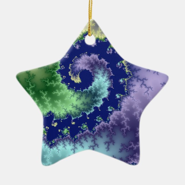 Floating Out Christmas fractal Ceramic Ornament (Front)