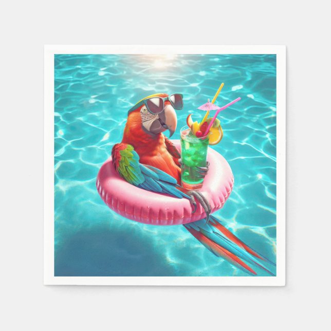 Floating Parrot In a Pool Napkins (Front)