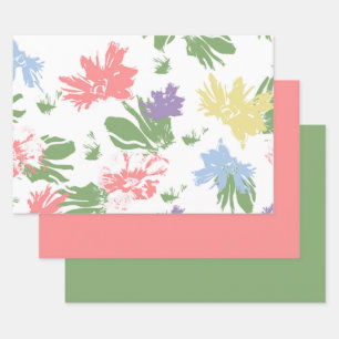 Floating Pastel Flowers design Wrapping Paper Sheets
