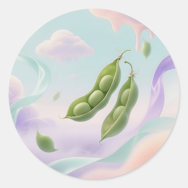 Floating Pea Pods Dreamy Classic Round Sticker (Front)