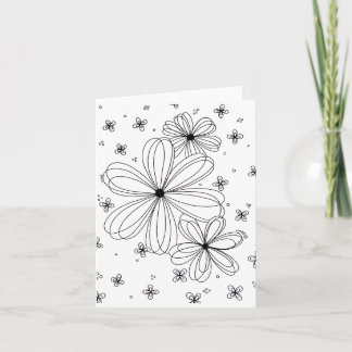 Floating Petals – Colorable Floral Note Card