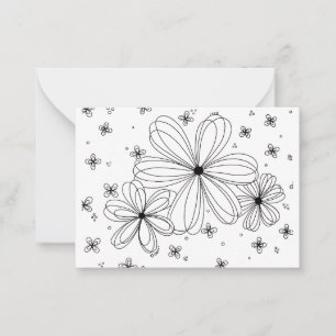 Floating Petals – Colorable Floral Note Card