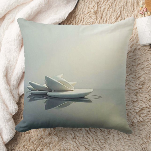 Floating Petals of Stone Design Throw Pillow (Blanket)