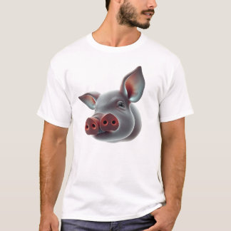 Floating Pig Face Art T-Shirt