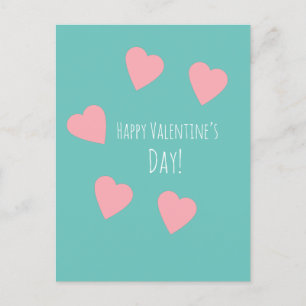 Floating Pink Heart Valentines Day Love Postcard