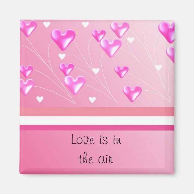 Floating Pink Hearts Magnet (Front)
