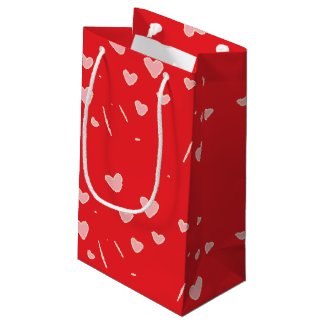 Floating pink hearts on red