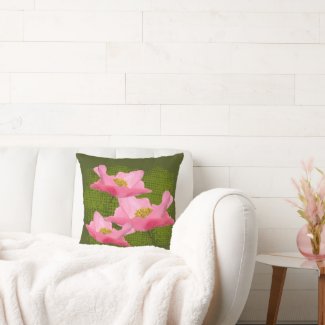 Floating Pink Poppies Over Green Background