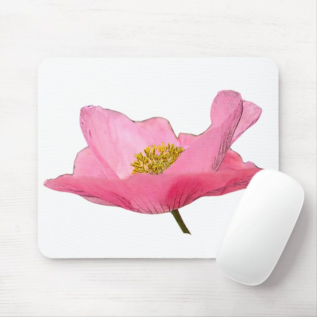 Floating Pink Poppy Close-up Mouse Pad (With Mouse)