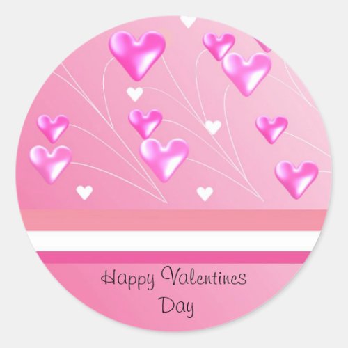 Floating Pink Valentine Hearts Classic Round Sticker